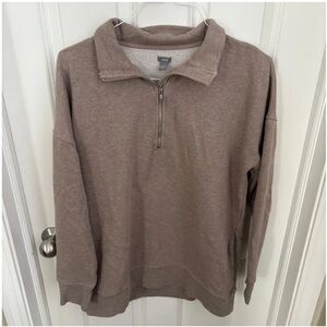 Aerie Oversized Tan Quarter Zip Pullover, Woman’s Medium